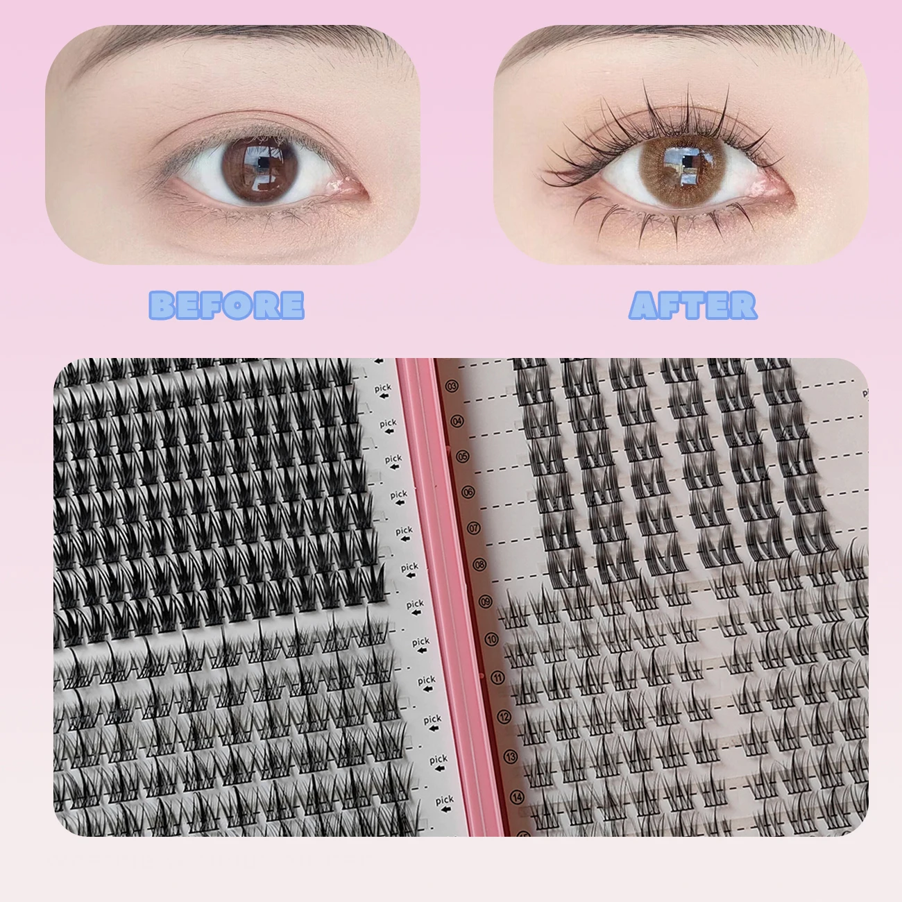 False Eyelashes Mix 32 Rows High-capacity Natural DIY Extension Supplies Lashes Cluster Multi Style Fusion Professional Makeup