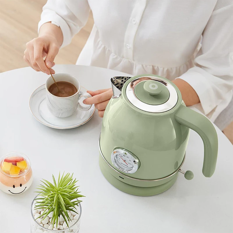 Đốt Cháy Ấm Siêu Tốc Retro Nhiệt Kế Điện Gia Dụng Đốt Cháy Ấm Siêu Tốc 304 Cơm Trắng 1.7L Công Suất Lớn