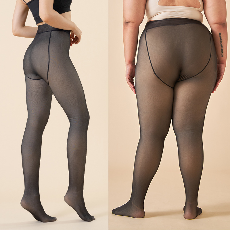 2025 120KG medias cálidas de invierno de talla grande pantimedias sexis para mujer medias falsas efecto piel pantimedias gruesas translúcidas Leggings