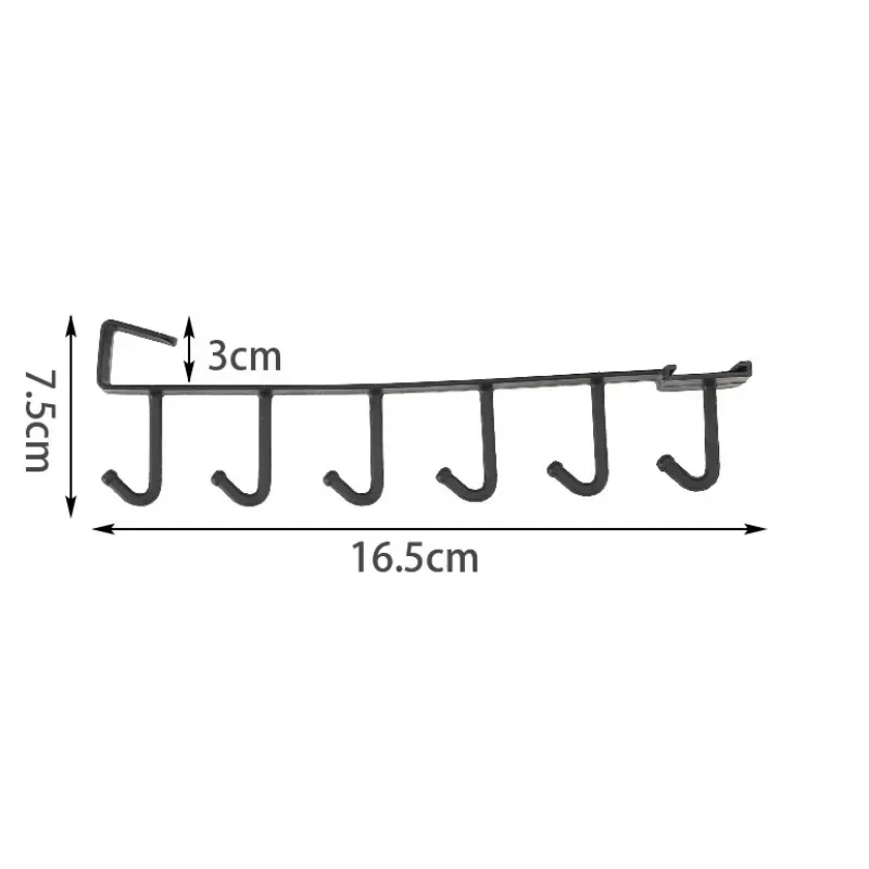 6 Hook Coffee Cup Mug Plastic Holder Black White Hooks Shelf Multifunction Kitchen Cabinet Sundries Organizer Storage Hanger
