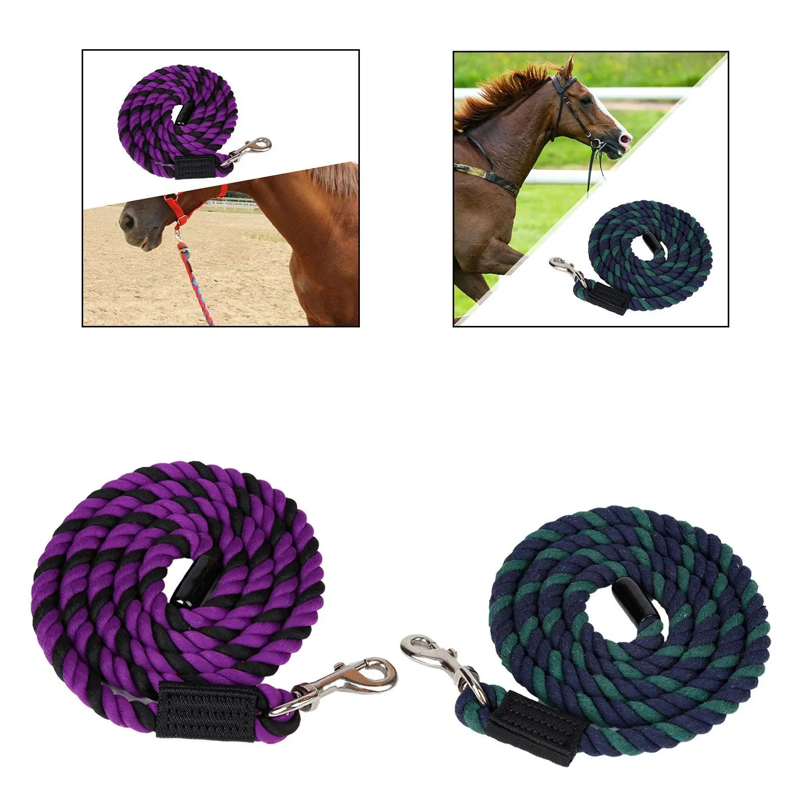 Corda di piombo per cavalli Rein Halter Corda Guinzaglio per cavalli Corda per cani, pecore, animali domestici resistenti con bullone girevole Attrezzatura equestre a scatto
