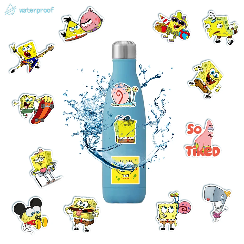 50/100pcs SpongeBob SquarePants สติกเกอร์การ์ตูนแล็ปท็อปรถตู้เย็นรถจักรยานยนต์กระเป๋าเดินทางกันน้ําของขวัญของเล่นเด็กข้อเสนอ