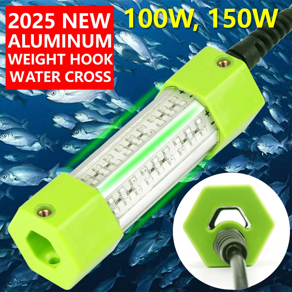 70W 130W DC 12V Xanh Trắng Mực IP68 Cao Cấp Cá Attractant Dính Mồi Dụ Ban Đêm Chìm dưới Nước LED Câu Cá Ánh Sáng