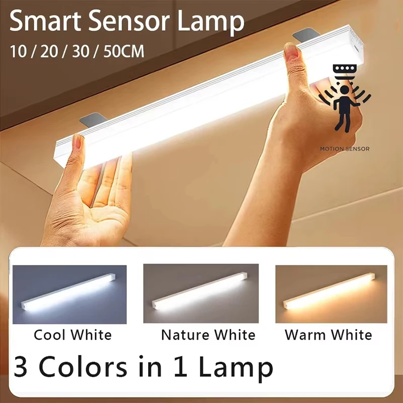 Barra LED inalámbrica, luz nocturna con Sensor de movimiento, luz portátil para armario, lámpara de noche para cocina, mesita de noche, armario, pasillo, novedad de 2025
