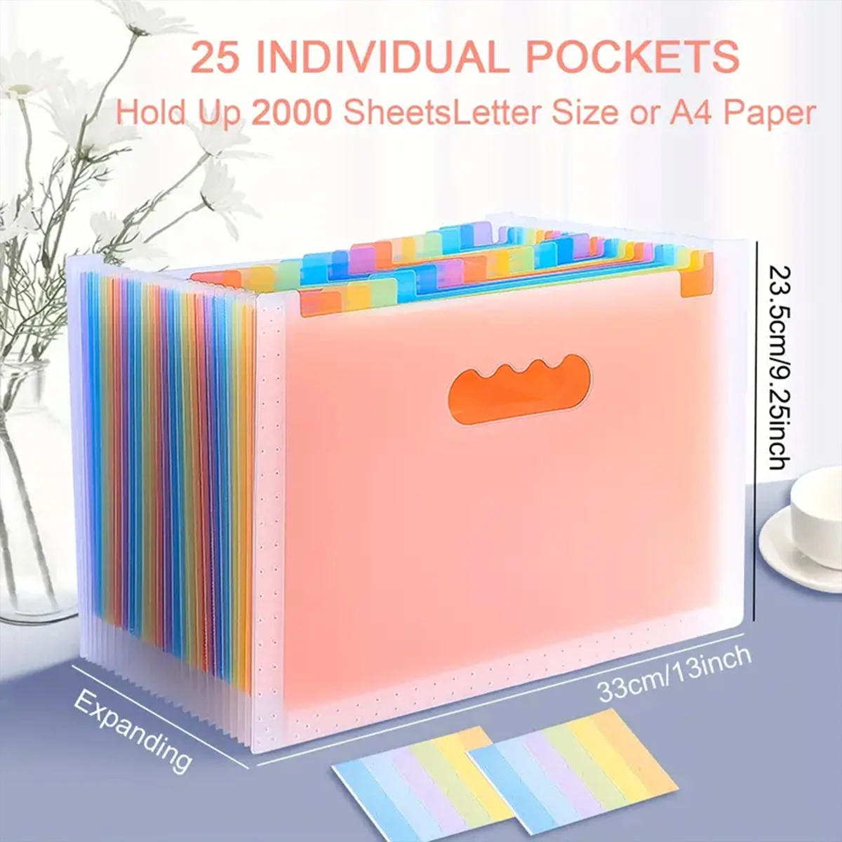 25 Layers A4 Letter Vertical Storage File Holder Rainbow Multi Layer 2000 Sheets School Office Paper Storage Organizer