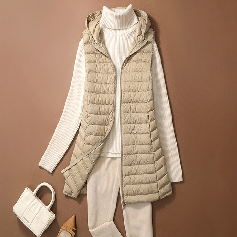 SEDUTMO Ultra Licht Dünne Ente Unten Weste Frauen Winter Lange mit kapuze Jacken Dünne Weste Herbst Casual Grundlegende Parkas ED2067
