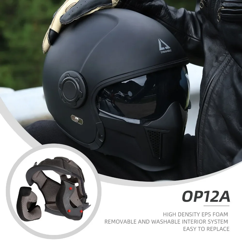 TRIANGLE Motorcycle Helmet Full Face Modular Motorcycle Helmets 3/4 Open Face Moto Helmets Men Women Dual Visor DOT ECE Approved