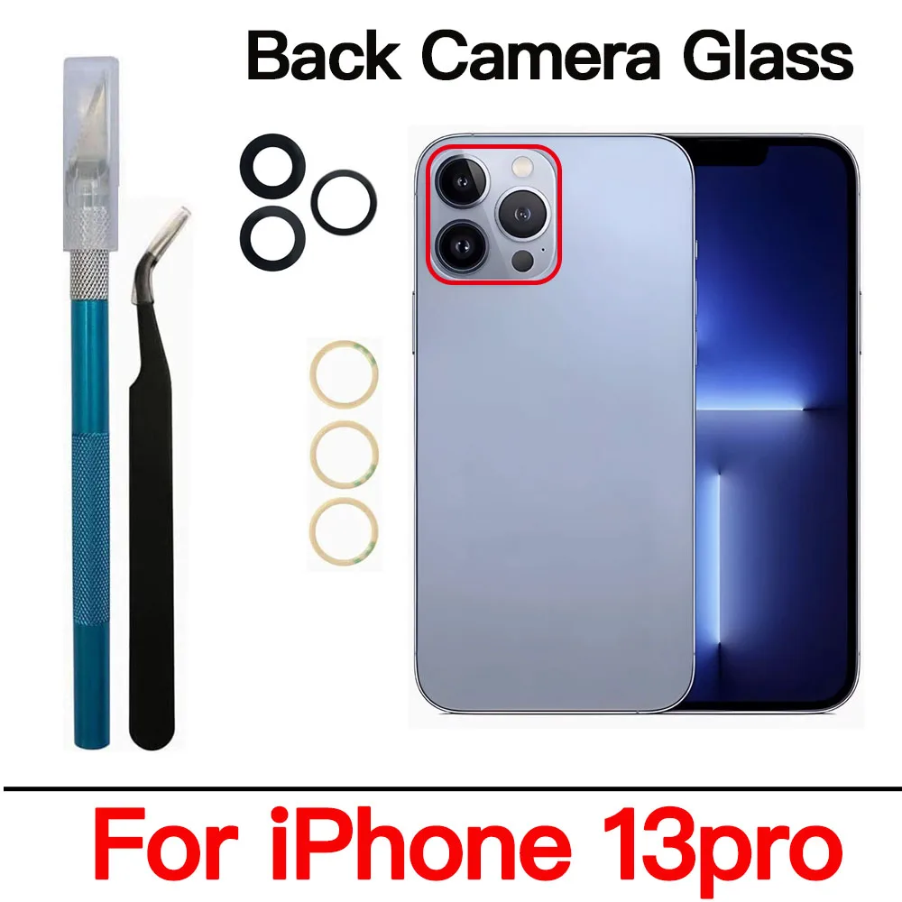 Back Camera Glass For iPhone 11 12 13 14 15 Plus MIni Pro Max Rear Camera Lens With Adhesive And Remove Tools Replacement