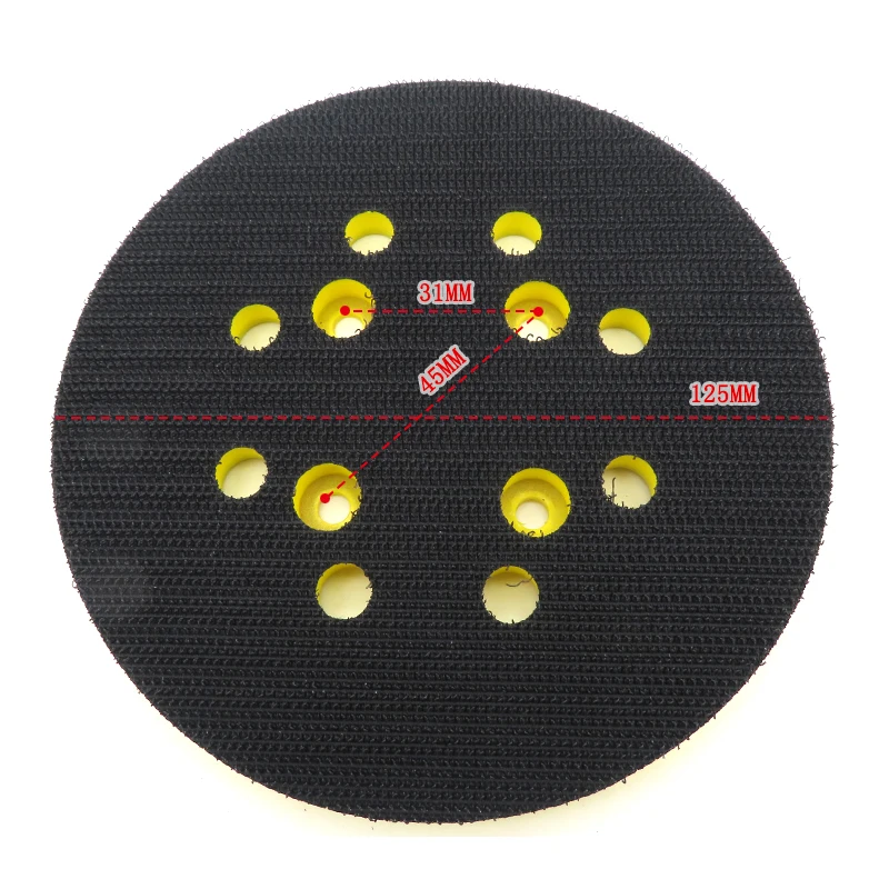 5 นิ้ว 8 หลุมเครื่องบด Backing Pad Hook และ LOOP Sanding Disc กระดาษทรายถาดสําหรับเครื่องบดแผ่น 125 มม.นิวเมติกเครื่องขัด