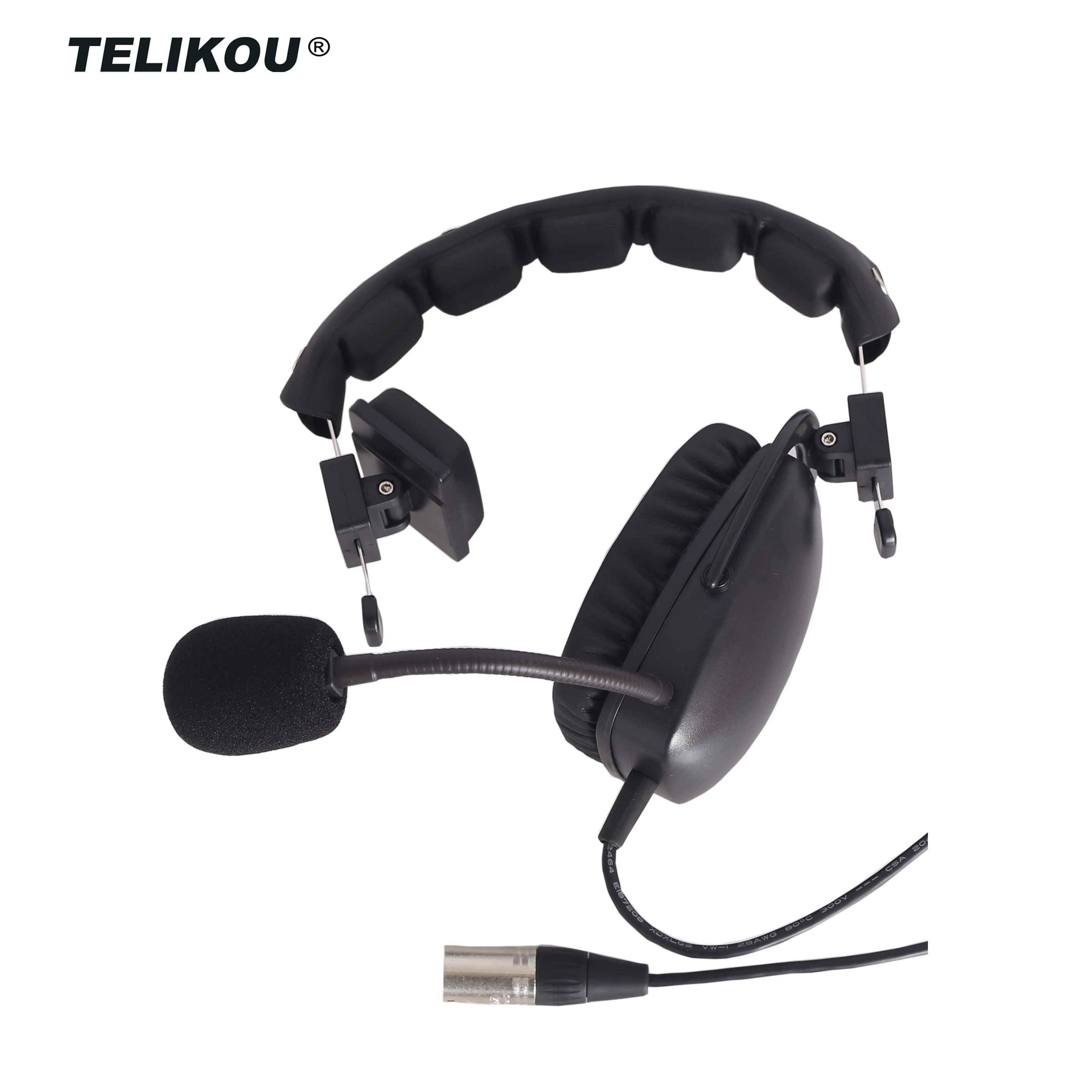 TELIKOU HD-101 XLR 5 Pin Male Single-ear Full-Duplex Wired Intercom Headset Dynamic Micrphone System Film TV Stage Clearcom