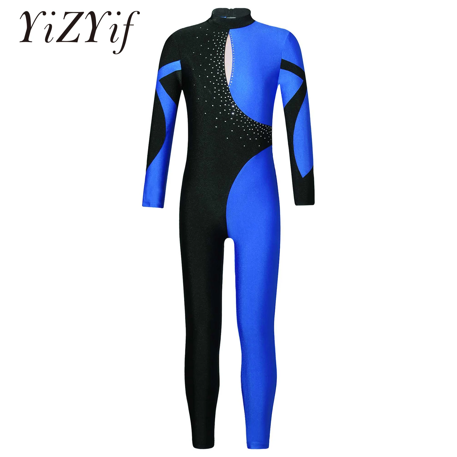 Jugendliche Gymnastik Overalls Kinder Glänzenden Strass Eislaufen Body Mädchen Langarm Ballett Dance Volles Körper Trikots Unitards
