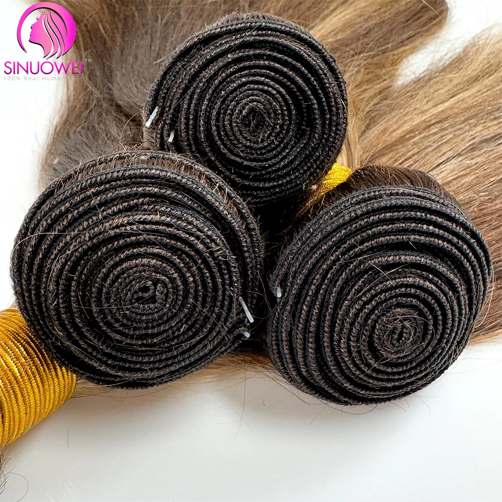 Pacotes retos do cabelo humano do destaque para mulheres, extensões do cabelo de Remy, pacotes louros, osso, P4/27