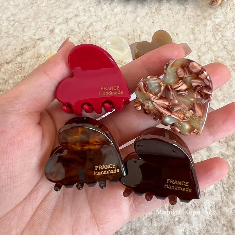 Nueva garra pequeña para el cabello de 3,5 cm, cangrejos de acetato para niñas, horquillas bonitas en forma de corazón, accesorios para el cabello para mujeres, horquillas, Clips