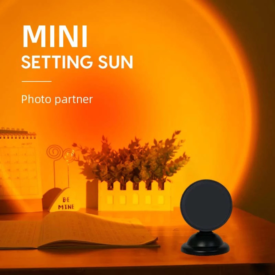 Mini lampe de coucher de soleil USB, projecteur Led, veilleuse, interrupteur 16 couleurs, atmosphère arc-en-ciel, décoration murale de fond de chambre à coucher, cadeau