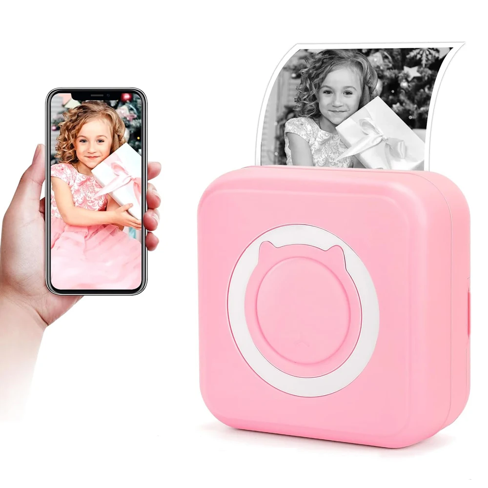 Mini Impressora Térmica Compatível com IOS e Android, Impressora de etiquetas sem fio, BT portátil