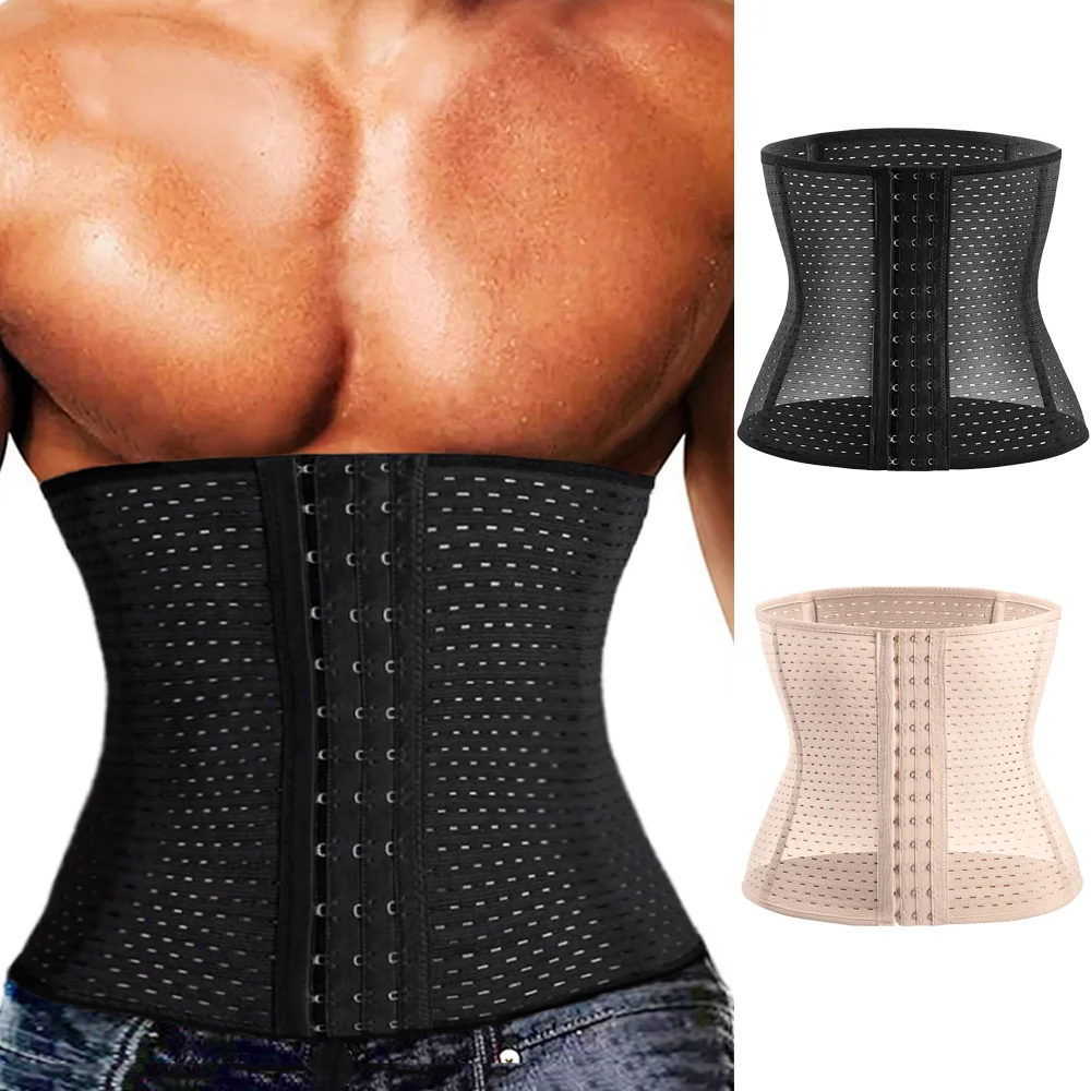 Ropa moldeadora de cuerpo para hombre, Control de barriga, adelgazante, moldeador de banda para el vientre, entrenador de cintura plana para Abdomen, corsés de compresión para gimnasio y Fitness