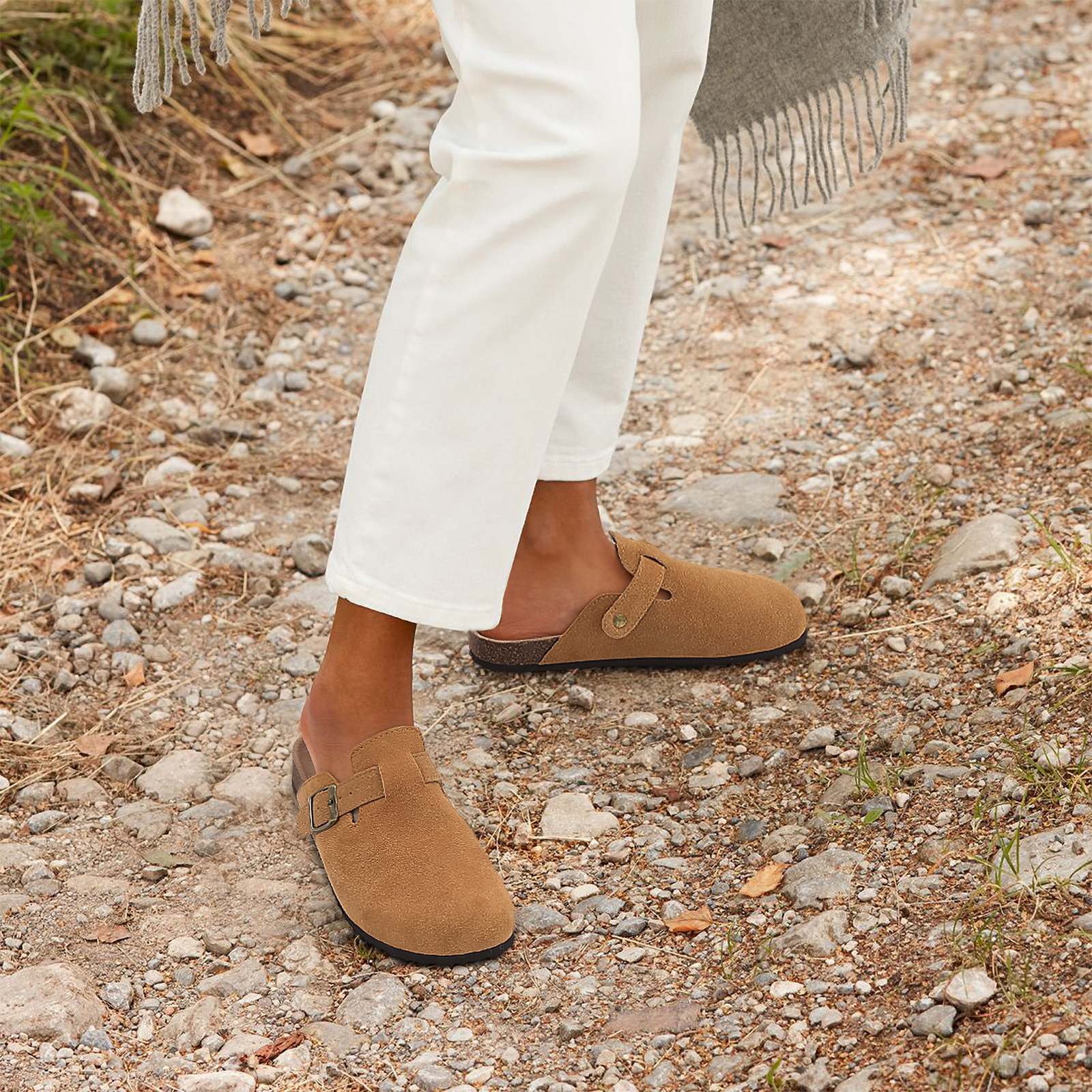 Shevalues Kork-Wildleder-Clogs für Damen, Kork-Hausschuhe, Sommer-Kork-Sandalen, modische Strand-Slides, klassische Pantoletten, Herren-Clogs, Baotou-Schuhe