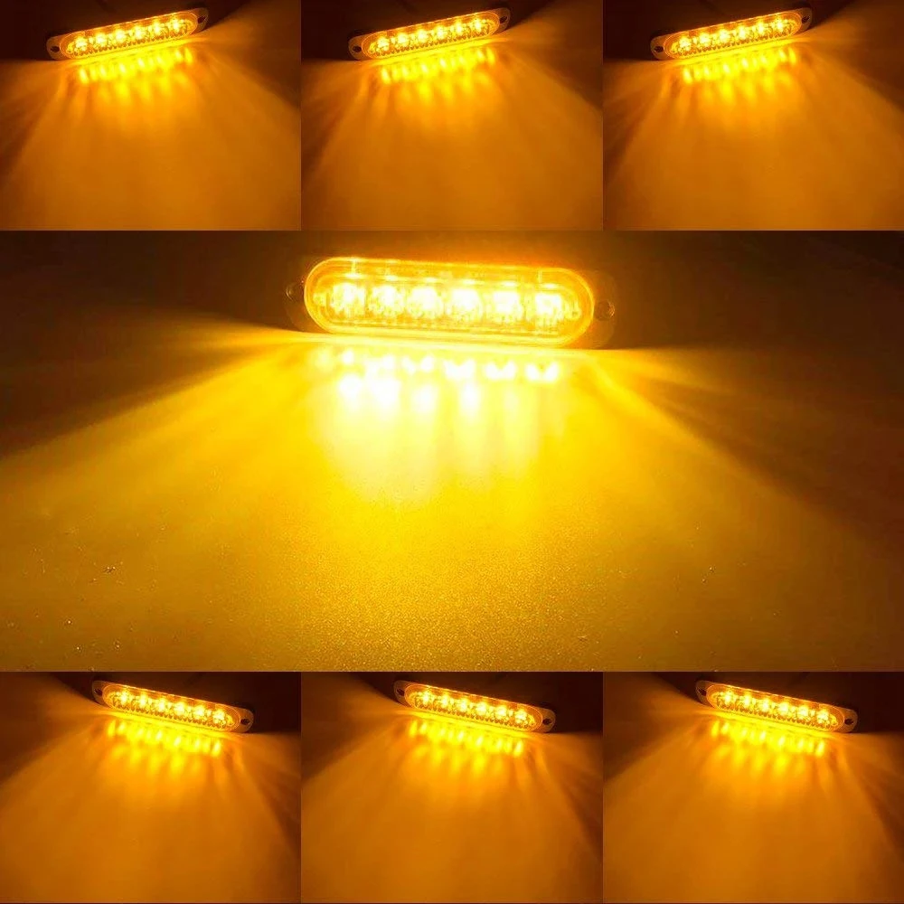 1x รถบรรทุก 12V 24V 6smd LED Strobe ไฟเตือน Strobe Grille กระพริบ Lightbar รถ Beacon โคมไฟ Amber สีเหลืองสีขาวการจราจร