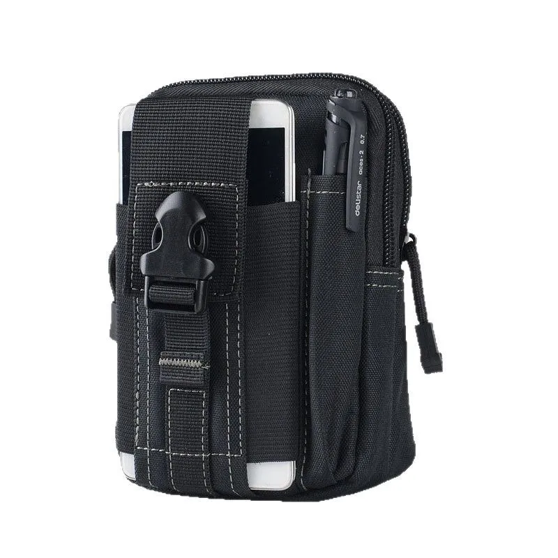 ยุทธวิธีแขวนขนาดเล็กกระเป๋ากลางแจ้ง Mini Multifunctional กีฬากันน้ํากระเป๋าโทรศัพท์มือถือสีดํายุทธวิธีเอวกระเป๋า