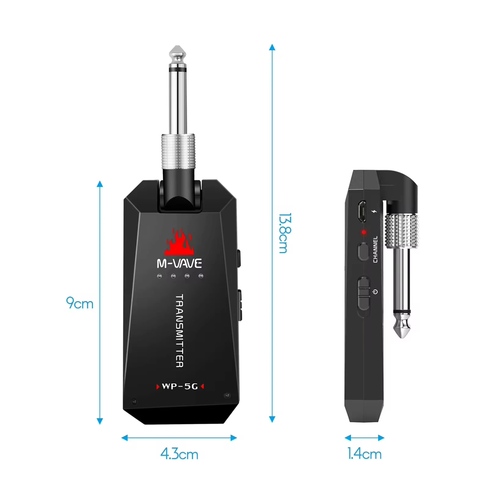 M-VAVE WP-5G Sistema per chitarra wireless/5,8G/ricevitore trasmettitore audio ricaricabile/cavo di tipo C/per accessorio amplificatore per chitarra