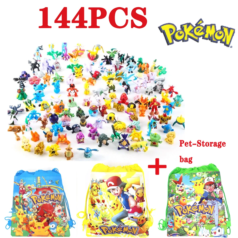 144 Stile Pokemon Figure Giocattoli Anime Pikachu Action Figure Modello Decorazione ornamentale Raccogliere giocattoli per il regalo di Natale dei bambini