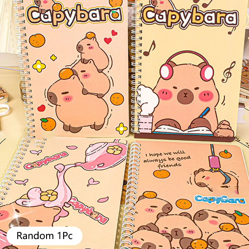 A5 Notebook Cartoon Capybara Line Circle Cute Diary Book Exam Preparation Resource Organizer Notebook 145*210mm