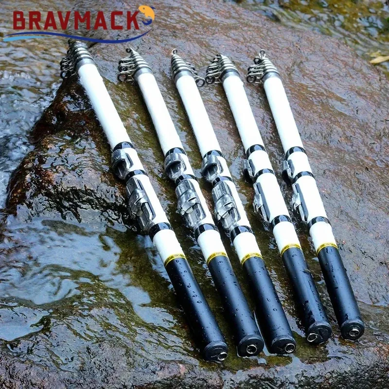 คันเบ็ดตกปลา BRAVMACK คาร์บอนไฟเบอร์ แบบพับได้ ขนาดเล็ก 3M 2.7M 2.4M 2.1M 1.8M 1.5M อุปกรณ์ตกปลาคุณภาพสูง