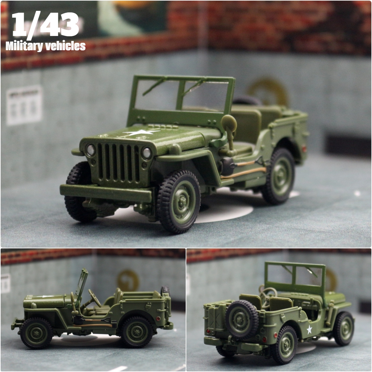 1/43 JEEP WILLYS Военная армейская машина, миниатюрная модель, игрушечный автомобиль из цинкового сплава, бесплатные колеса, литая под давлением металлическая коллекция, подарок для детей