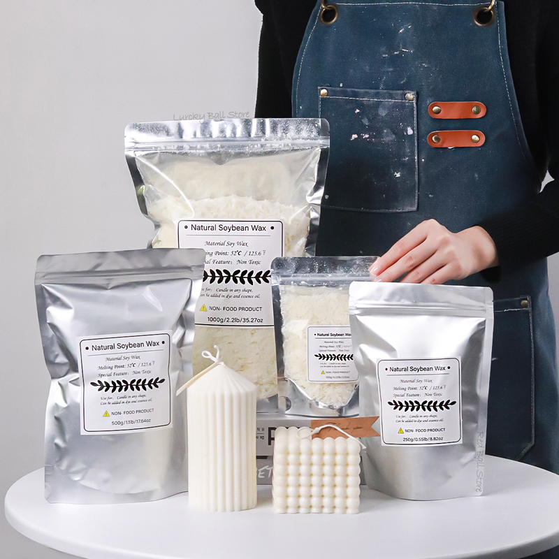 1000/500/250/100g Naturalny wosk sojowy do ręcznie robionych świec DIY Zestaw do produkcji świec zapachowych w 100% bez dodatków