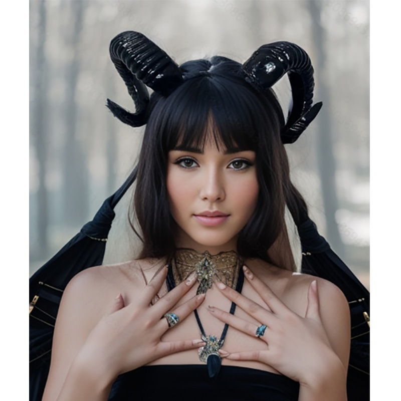 Czarny róg demona nakrycie głowy Cosplay nakrycia głowy gotyckie zwierzę owca diabelskie rogi opaska na głowę Halloween karnawał kostium imprezowy rekwizyty