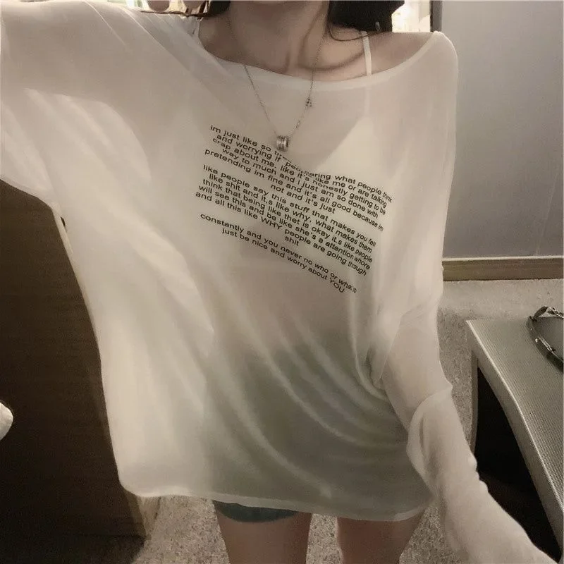 Camisetas holgadas para mujer, diseño Simple con patrón de letras, ropa de verano de estilo coreano, camisetas finas que combinan con todo para estudiantes jóvenes, nueva moda