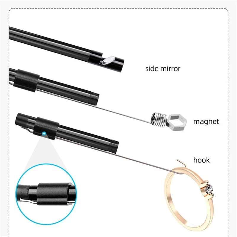 Periscopio industriale KERUI, telecamera endoscopica 3 in 1 con 6 LED, tipo C, impermeabile IP67, mini telecamera OTG per l'ispezione delle condutture