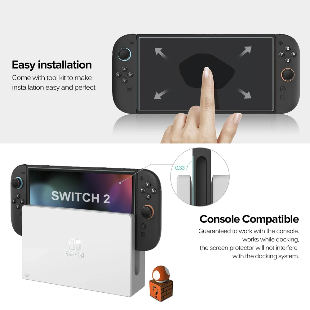 Screen Protector Tempered Glass For Switch Nintendo 2 With Joystick Cap Accessories Protector For Switch Nintendo 2