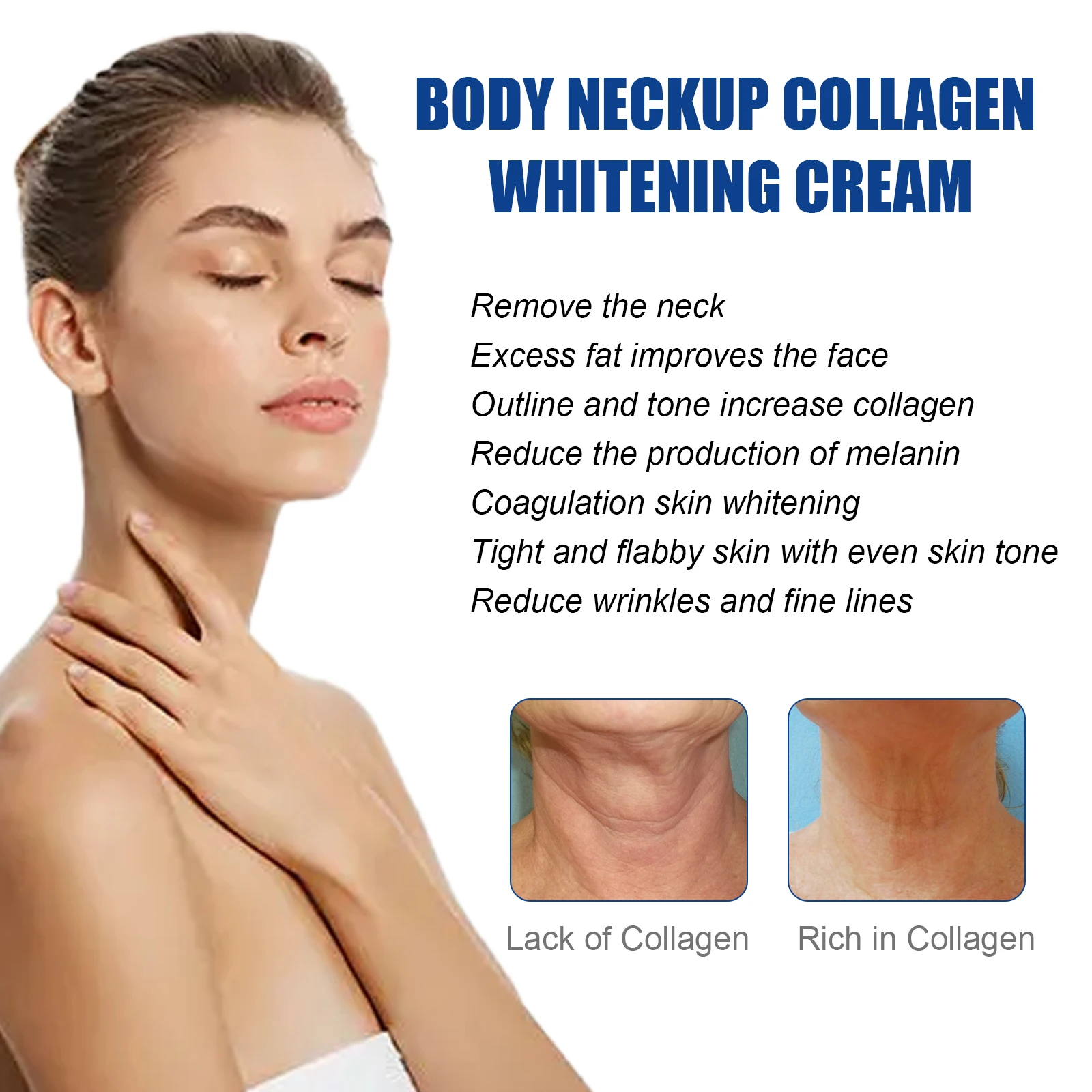 EELHOE คอลลาเจนคอครีม Lightens คอริ้วรอย Anti-Aging ยกกระชับผิว Moisturizing คอไวท์เทนนิ่งครีม