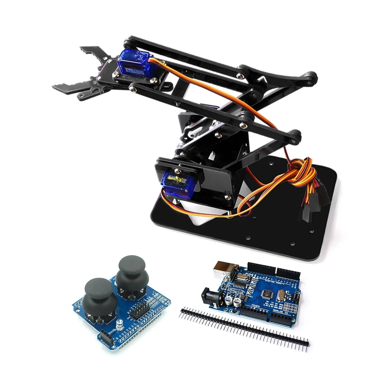 SG90 MG90S 4 DOF Unassembly Acrylic Mechanical Arm Robot Manipulator Claw for Arduino UNO Maker Learning DIY Kit RC Robotic Arm
