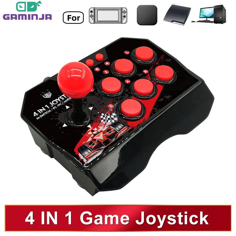 Gam ninja 4-em 1 joystick de jogo com cabo usb 3m turbo jogos console rocker estação arcade para nintendo switch android tv ps3 pc