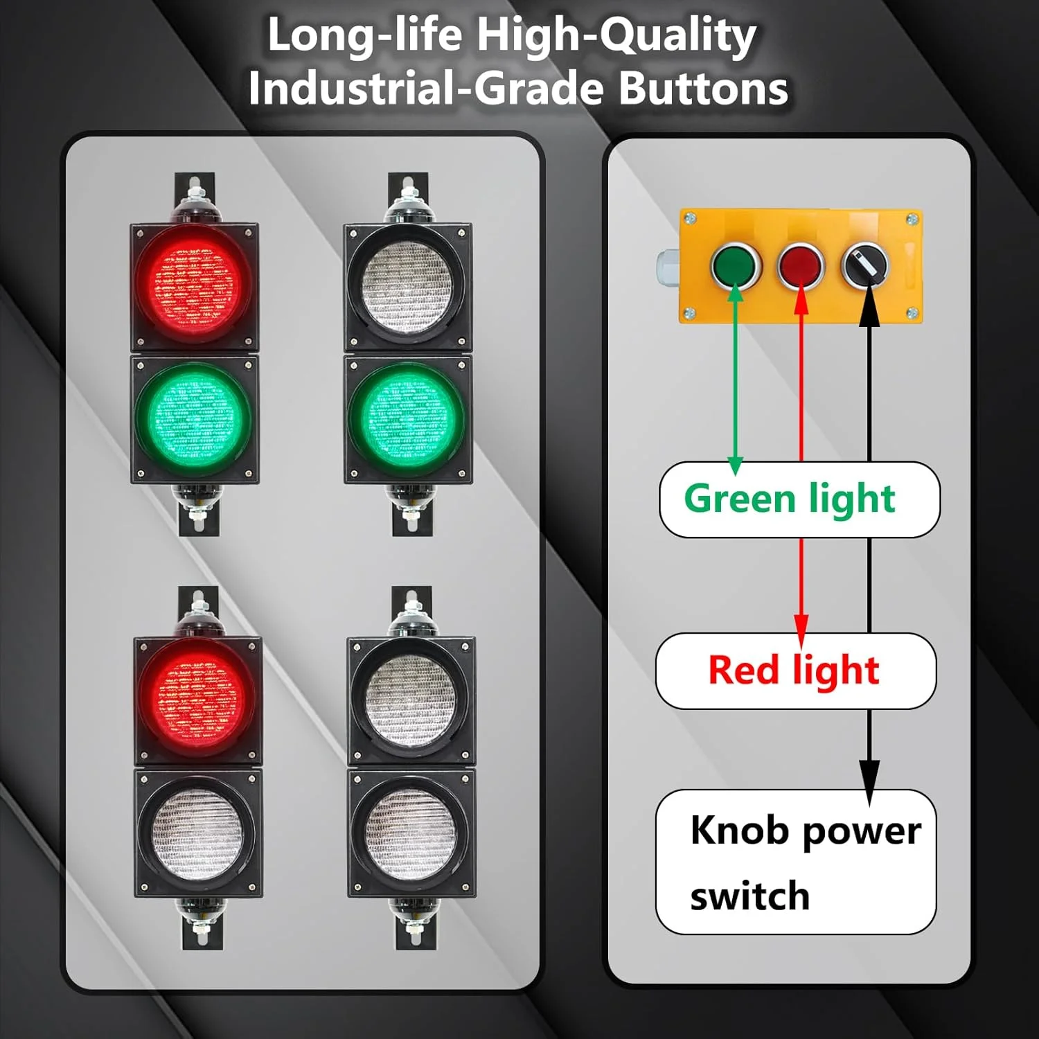 Traffic Lights Red Green Stick Safety Signal Light Indicator Warning 100mm Control Button Controller Security Led Signals 220v