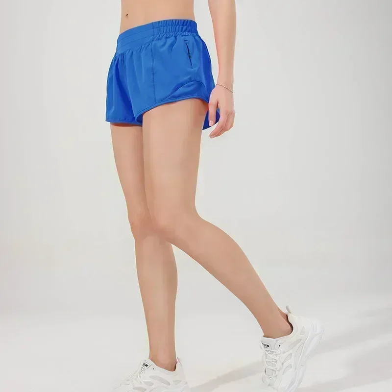 Pantalones cortos de Yoga para mujer, Shorts deportivos de tiro bajo, microelásticos, con forro, para entrenamiento, correr, Control de barriga, 2024