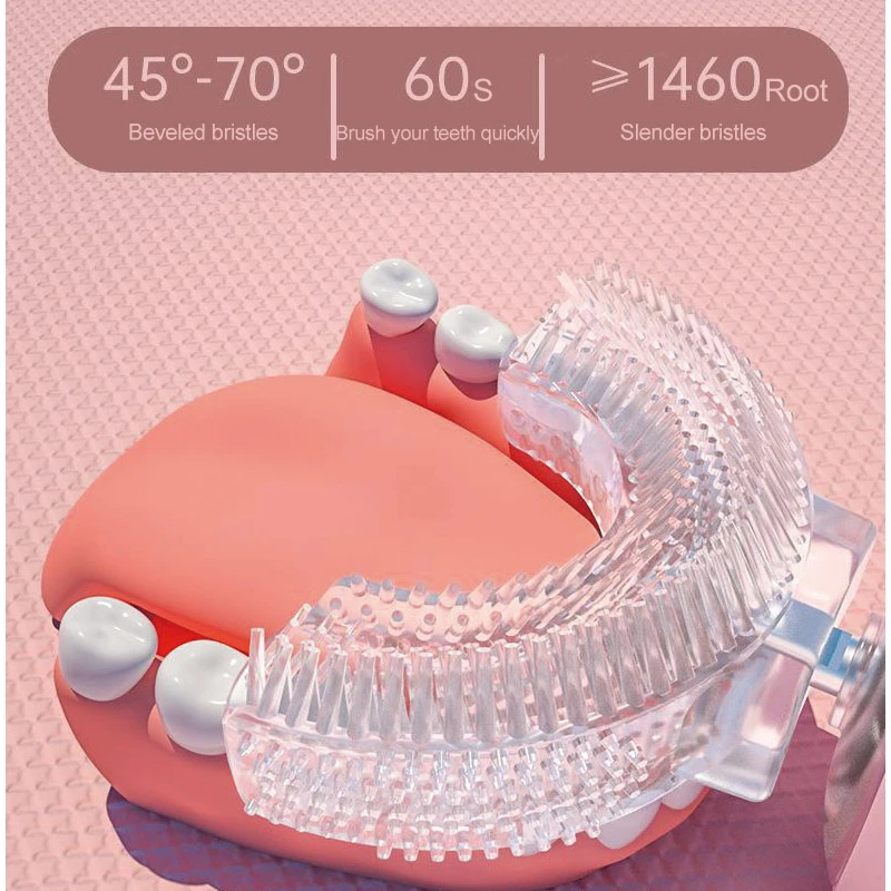 Trẻ Em Bàn Chải Đánh Răng Điện Thông Minh 360 Độ Hình Chữ U Hoa Văn Hoạt Hình Trẻ Em Bàn Chải Đánh Răng Sạc Âm Bàn Chải Đánh Răng Tự Động