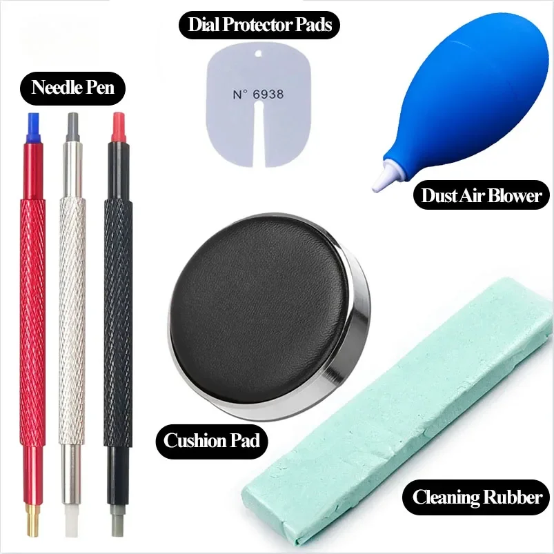 Kits de reparación de relojes, almohadillas protectoras de soplador de aire y polvo de goma, pluma de aguja, cepillo de limpieza, traje, herramientas de reparación de relojes, Kit de cuidado
