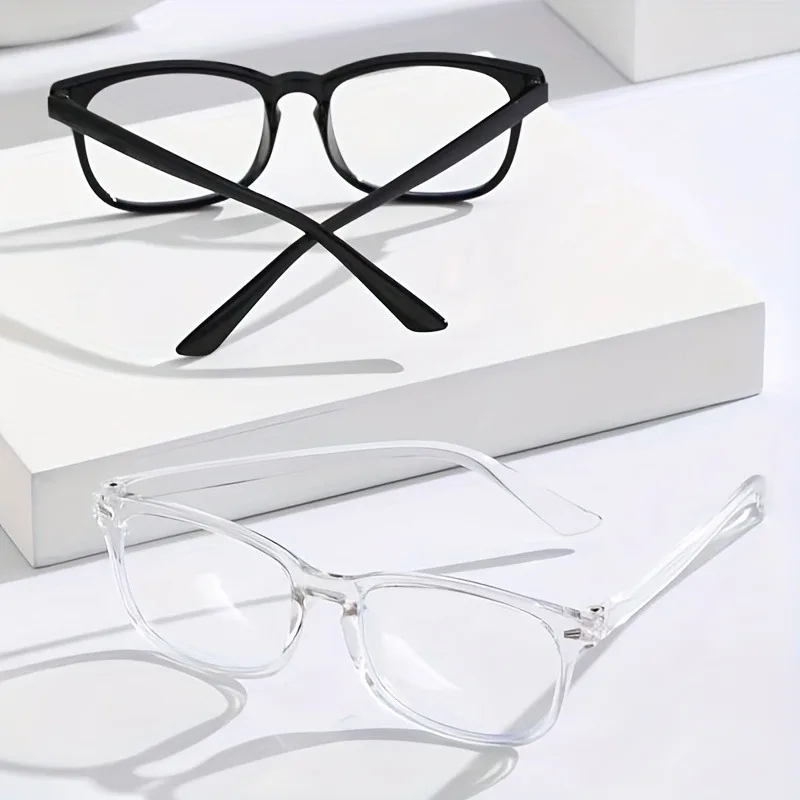 3pcs Lightweight PC Frames Minimalist Square Clear Lens Glasses - Blue Light Blocking, Full Frame, for Everyday & Casual Wear