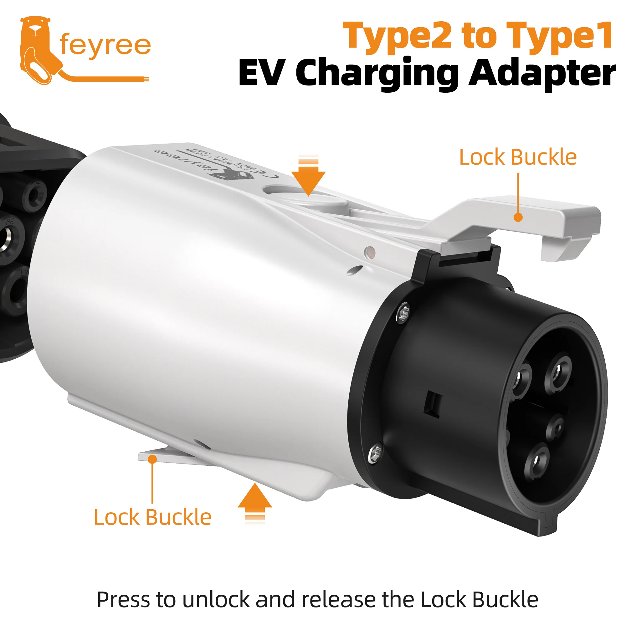 Адаптер feyree Type 2 на Type 1 IEC 62196-2 на J1772 Адаптер зарядного устройства EV для зарядки электромобиля 16A 32A Однофазный
