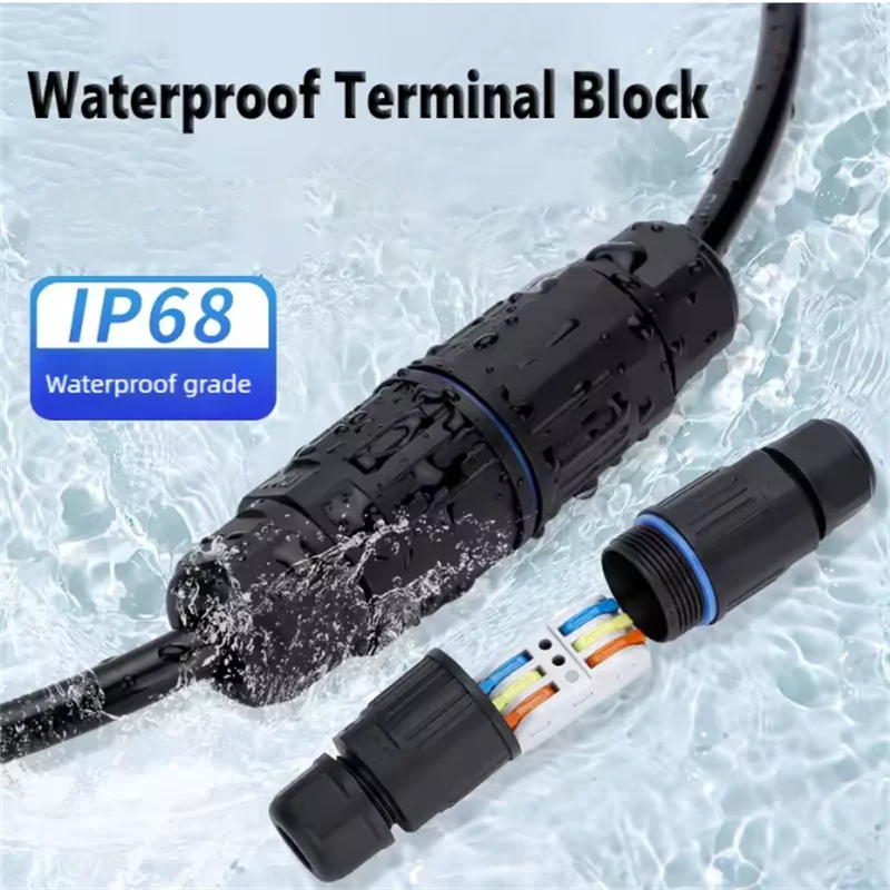 ขั้วต่อกันน้ำ IP68 แบบเชื่อมต่อสายไฟอย่างรวดเร็ว ขั้วต่อกันน้ำแบบ 2/3 ขา ไม่ต้องบัดกรี สำหรับสายไฟหลอดไฟ LED ภายนอกอาคาร ทนฝน