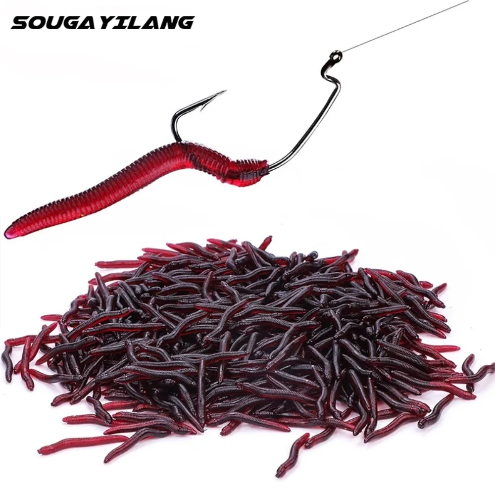 Sougayilang 50-200 stuks Zachte Vissen Lokken Simulatie Worm 4 cm 0.3g Kunstmatige Levensechte Lokt Visgeur bas Lokken Visgerei