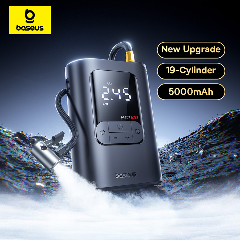 Беспроводной автомобильный воздушный насос Baseus, портативный воздушный компрессор для автомобилей, мотоциклов, велосипедный электрический насос для накачивания шин с ЖК-цифровым дисплеем