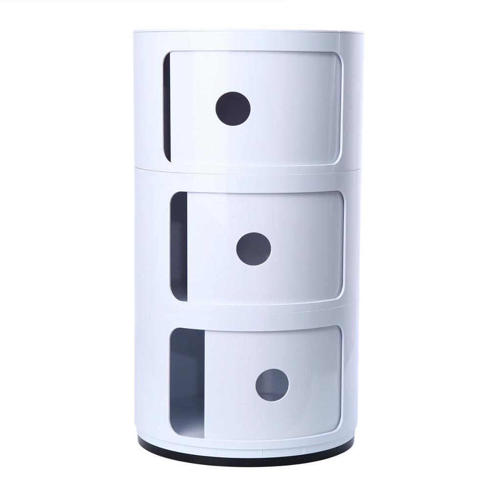 3 Tier Bianco Comodino Rotondo 3 Cassetti Comodino Comodino Armadio Moderno Moda Rotonda Piccola Dimensione Soggiorno Tavolino