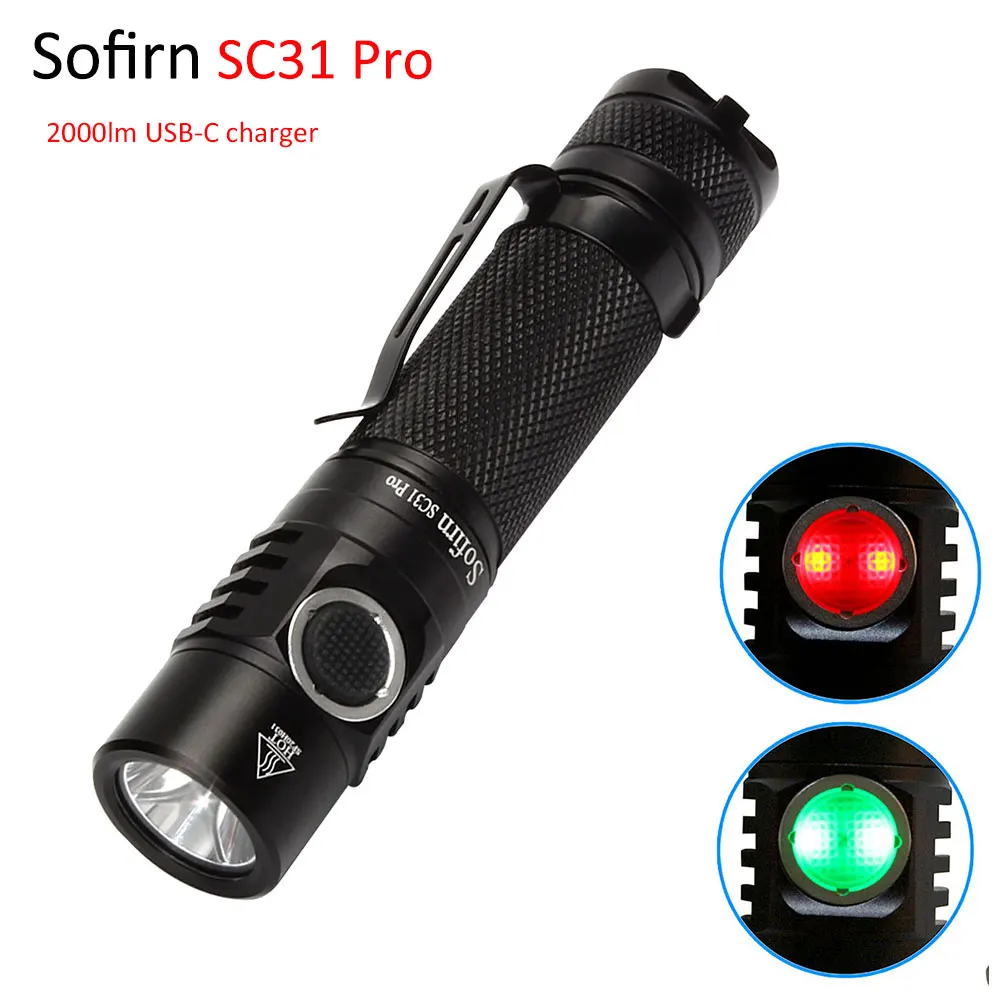 Sofirn SC31 Pro SST40 LED 2000LM Anduril Outdoor Taktische Taschenlampe Leistungsstarke wiederaufladbare USB C 18650 Taschenlampe