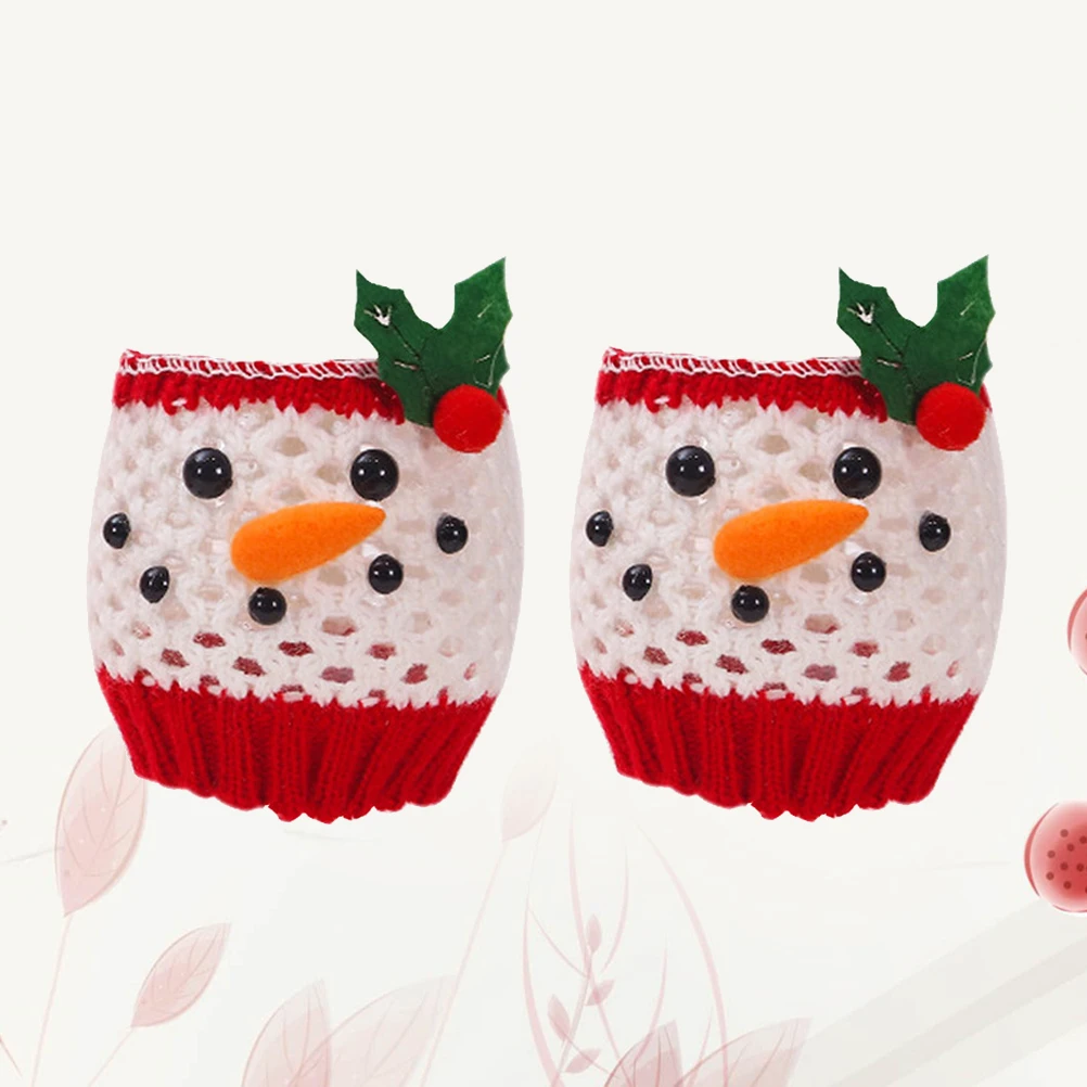 Penutup Botol Natal Bentuk Manusia Salju Bahan Kain Berkualitas Dekorasi Meriah Perlengkapan Bar Dapur Hadiah Pesta Liburan