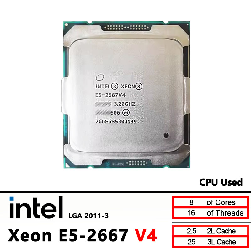 Intel Xeon E5 2667V4 Used 2667 V4 3.2GHz 8-Core 16-Thread CPU Processor L3=25M 135W LGA 2011-3 ﻿