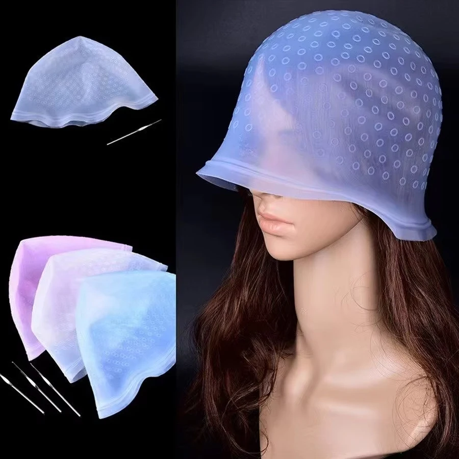 Cuffia per colorare i capelli in silicone per parrucchiere con ago Strumento professionale per tintura da salone Evidenzia la tintura